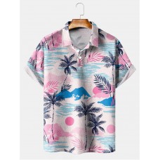 Tropical Sunset Sea Exotic Island Print Polo Shirt