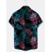 Palm Tree Leaves Hawaiian Vacation Casual Short Sleeve Shirt