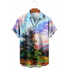 Men's Casual Oil Painting Print Short Sleeve Shirt 51509520M
