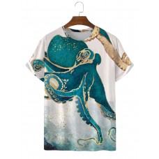 Men's Blue Octopus Short Sleeve T-Shirt