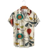 Men's Mid 1950s Modern Print Short Sleeve Shirt
