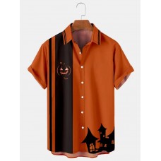 Men's Vintage Breathable Halloween Short Sleeve Shirt