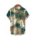 Gold and Green Tropical Leaves Hawaiian Short Sleeve Shirt